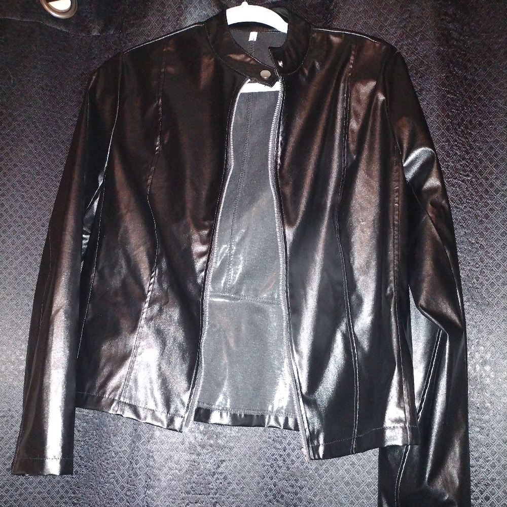 Women Pleather Black Jacket